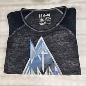 Lucky Brand Def Leppard Burnout Band Long Sleeve Shirt Size Large Concert